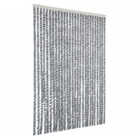 Rideau anti-mouches gris et noir et blanc 118x220 cm chenille CFW65137
