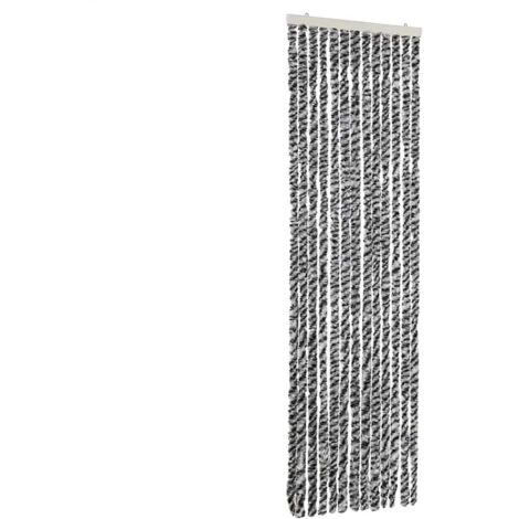 Rideau anti-mouches gris et noir et blanc 56x200 cm chenille CFW65139