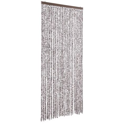 Rideau anti-mouches marron et beige 100x200 cm chenille CFW65142