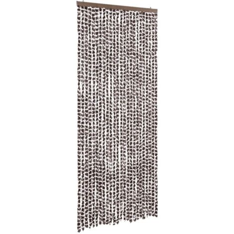 Rideau anti-mouches marron et blanc 100x200 cm chenille CFW65144