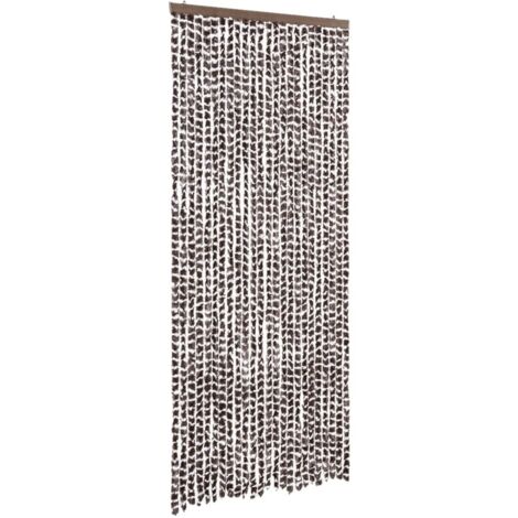 Rideau anti-mouches marron et blanc 100x230 cm chenille CFW65145
