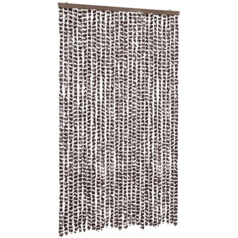 Rideau anti-mouches marron et blanc 118x220 cm chenille CFW65146