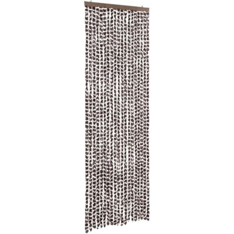 Rideau anti-mouches marron et blanc 56x200 cm chenille CFW65147