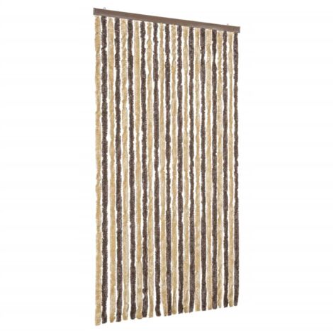 Rideau anti-mouches marron foncé et beige 100x200 cm chenille CFW65149