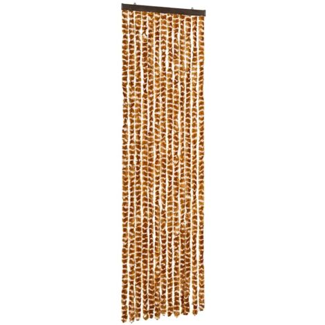 Rideau anti-mouches ocre et blanc 56x200 cm chenille CFW65160