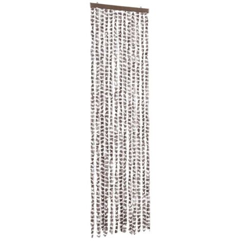 Rideau anti-mouches taupe et blanc 56x200 cm chenille CFW65165