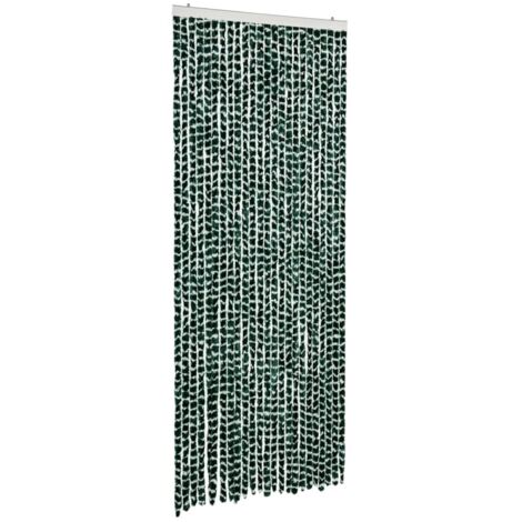 Rideau anti-mouches vert et blanc 100x200 cm chenille CFW65167