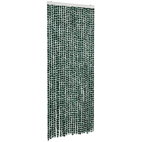 Rideau anti-mouches vert et blanc 100x230 cm chenille CFW65168