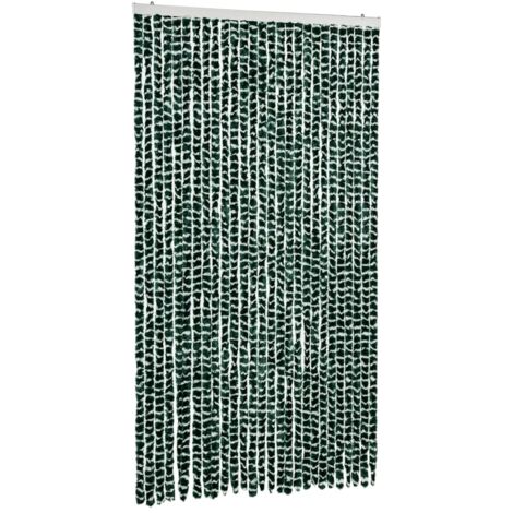 Rideau anti-mouches vert et blanc 118x220 cm chenille CFW65169