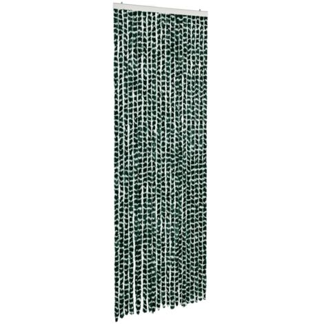 Rideau anti-mouches vert et blanc 90x200 cm chenille CFW65171