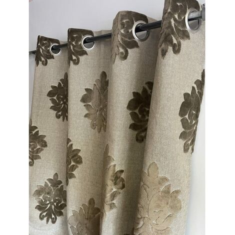 Rideau aspect lin esprit baroque - 140x240cm - Taupe