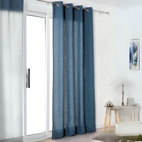 Rideau "Authentique" en 100% lin Bleu Marine 135x260 cm