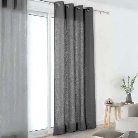 Rideau "Authentique" en 100% lin Gris Foncé 135x260 cm