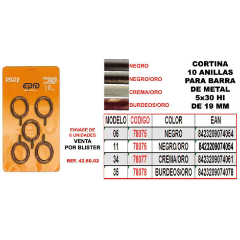 Rideau avec 2 supports, tringle extensible de 19 mm, noir/or