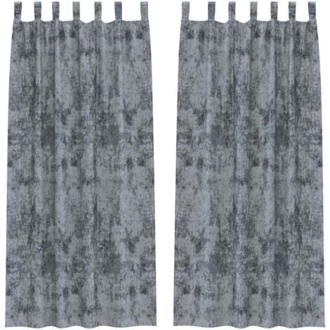 Rideau avec des rideaux 2 pcs Gris argenté 225 x 140 cm Velours CFW77413