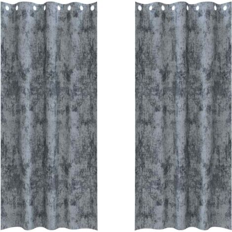Rideau avec des rideaux 2 pcs Gris argenté 245 x 140 cm Velours CFW12864