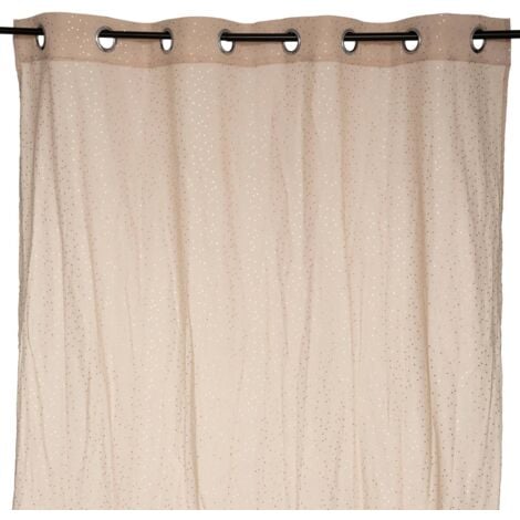 HOMEMAISON Rideau Voilage gaze de coton motifs brillants Beige 140x250 cm