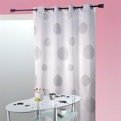 Rideau Blanc en Shantung Brodé 'Ronds Mêlés' 140x260 cm