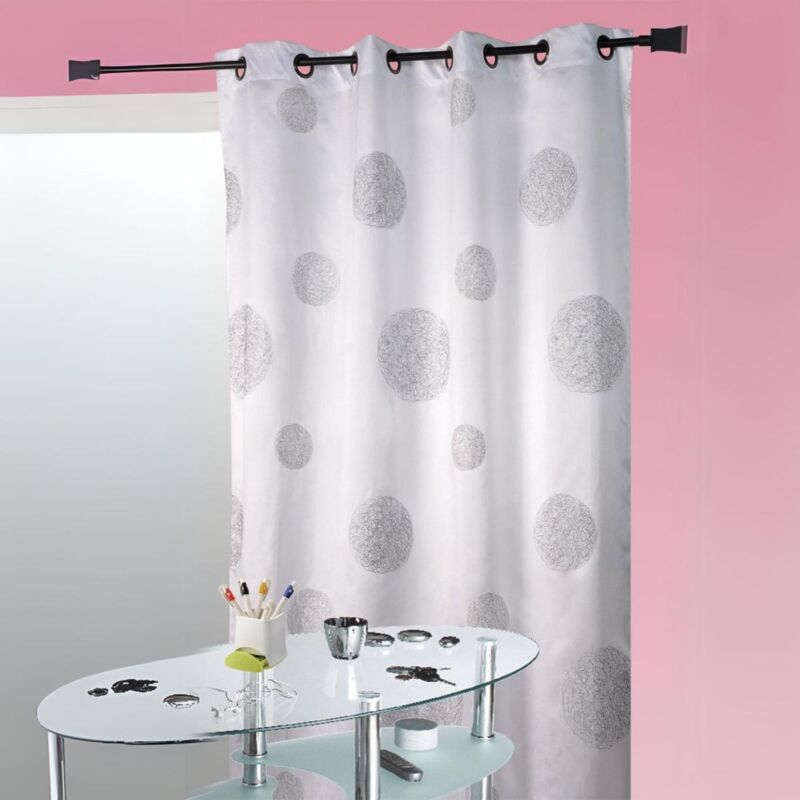Rideau Blanc en Shantung Brodé 'Ronds Mêlés' 140x260 cm