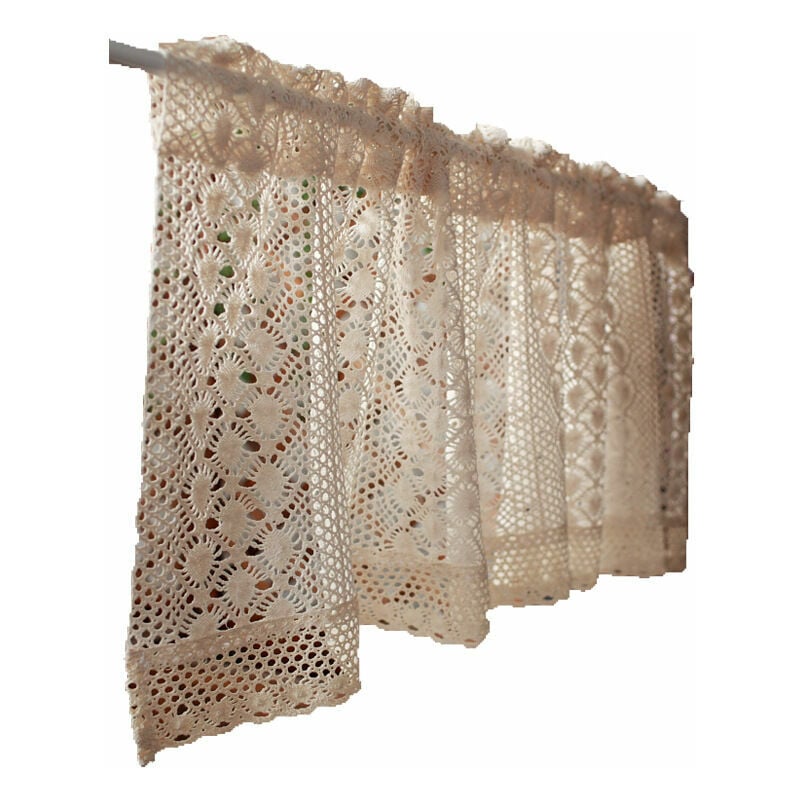 Ensoleille - Rideau Brise-bise Vintage en Dentelle Transparente, Style Maison de Campagne Rideau Court Voilage Broderie Crochet Décoration de Café
