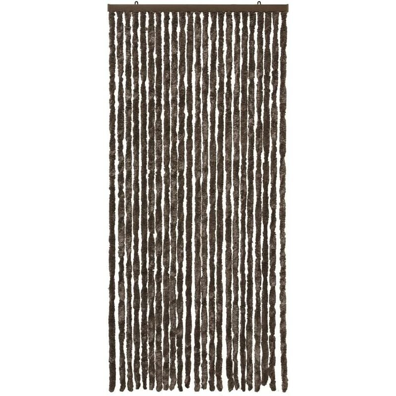 Rideau Chenille Porte D'entrée Protège Du Soleil Anti-Mouches Lavable Réglable Marron - 100x220 cm
