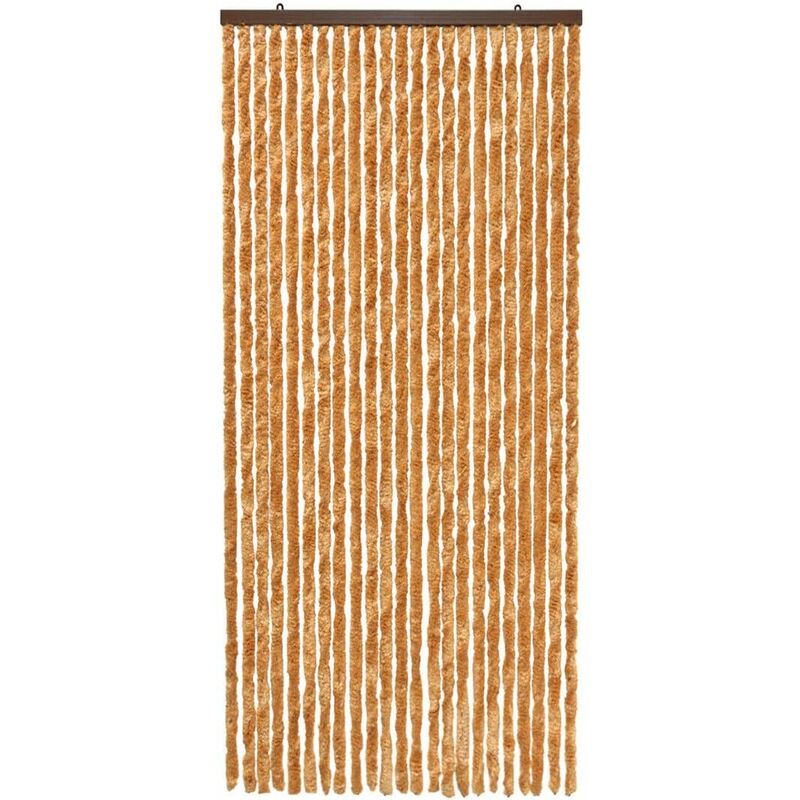 Rideau Chenille Porte D'entrée Protège Du Soleil Anti-Mouches Lavable Réglable Orange - 100x220 cm