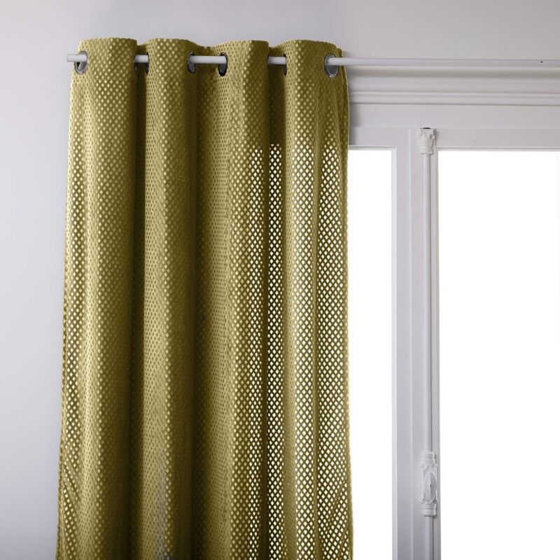 Rideau contemporain aux motifs velours Jaune Ocre 140x260 cm