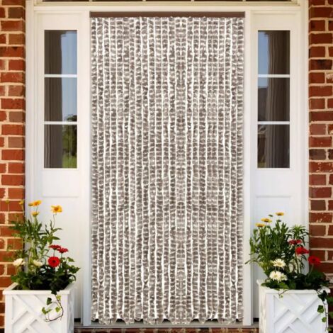 Rideau contre insectes amovible,Moustiquaire Taupe et blanc 100x220 cm Chenille - DH66892