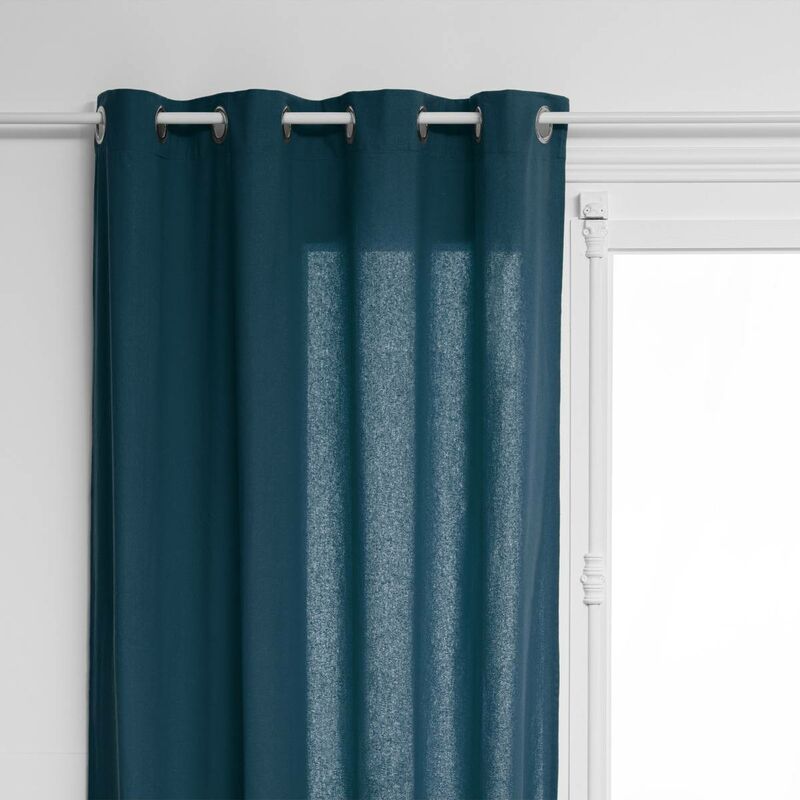 Rideau Anjali en coton & métal 135x240cm bleu égéen Atmosphera créateur d'intérieur