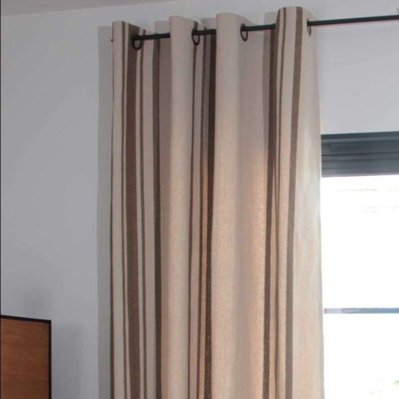 Rideau coton épais Rustique à oeillets Vert foncé 150x250 cm