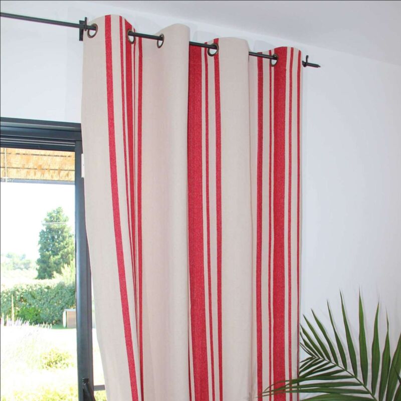 Rideau coton épais Rustique à oeillets Rouge 150x250 cm