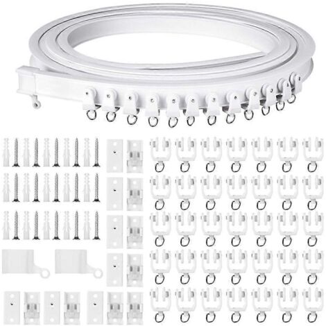 Rideau coulissant polyvalent 5 mètres avec roulettes silencieuses, kit de rail pour séparation de pièce, usage domestique et professionnel, facile à installer.