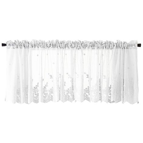 Rideau court en dentelle pour baie vitrée, couverture anti-poussière en Tulle, cantonnière décorative, pour meuble de cuisine, chambre à coucher, décoration de la maison,White Valance,137x61cm