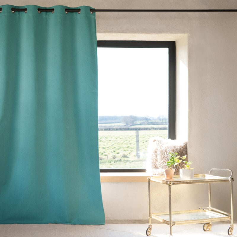 Rideau 100% occultant thermique phonique Turquoise 135x260 cm