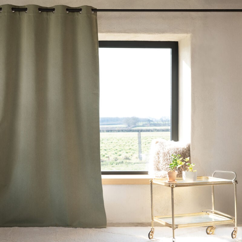 Rideau 100% occultant thermique phonique Kaki 135x260 cm