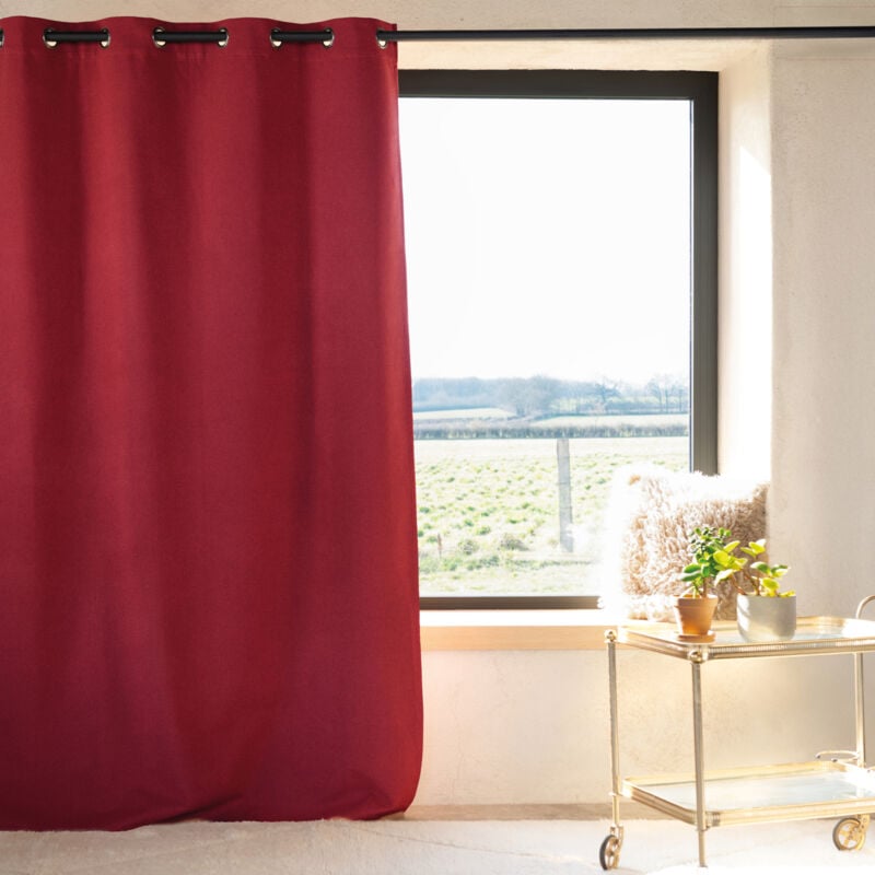 Rideau 100% occultant thermique phonique Rouge 135x260 cm