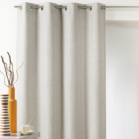 Rideau d'ameublement 100 % occultant uni doublé Ecru 140x260 cm