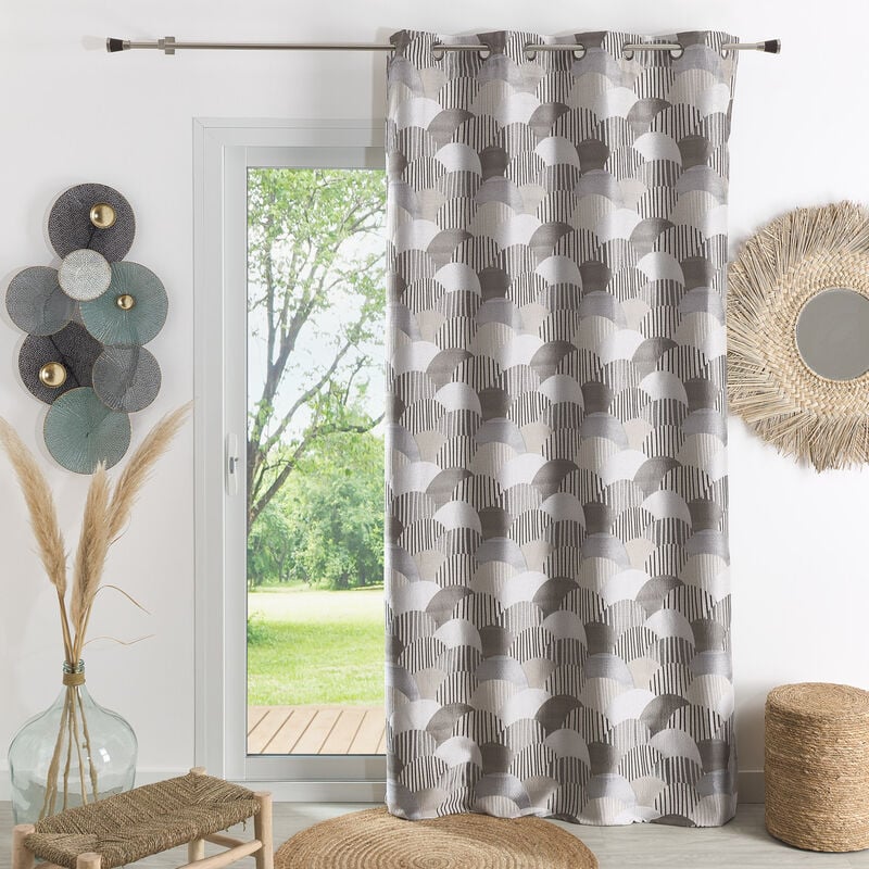 Rideau d'ameublement à jacquard arrondi Lin 140x260 cm