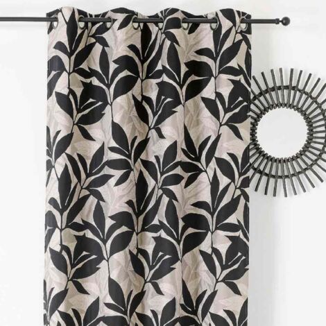 Rideau d'ameublement aux feuillages exotiques Beige 140x240 cm