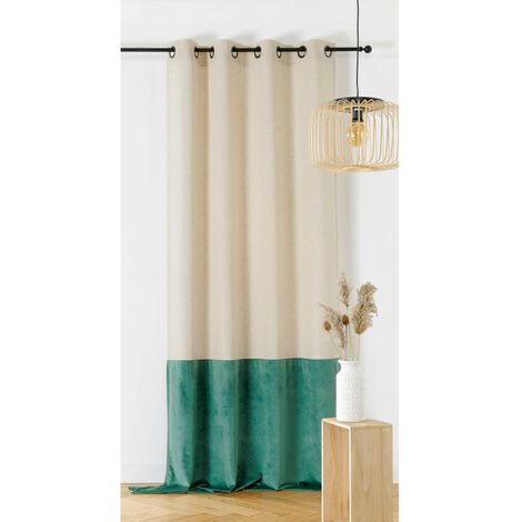 Rideau d'ameublement "Duo lin" - 140x240cm - Vert emeraude