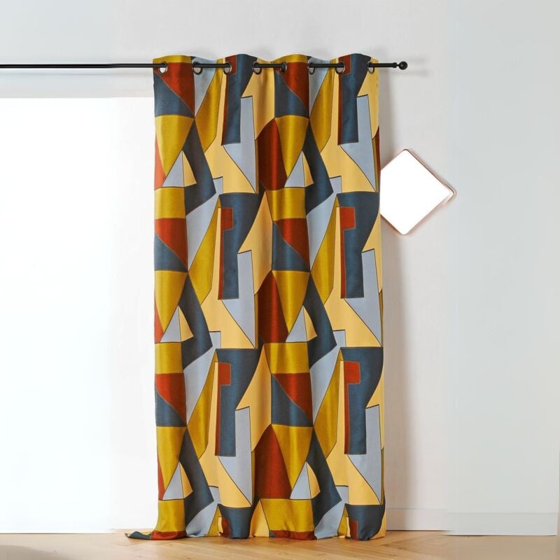 Rideau d'ameublement - Effet graphique Jaune 135x260 cm