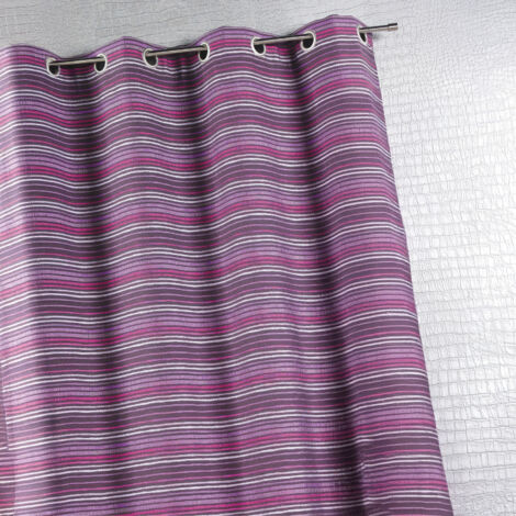 Rideau d'ameublement en jacquard à fines rayures Prune 140x260 cm