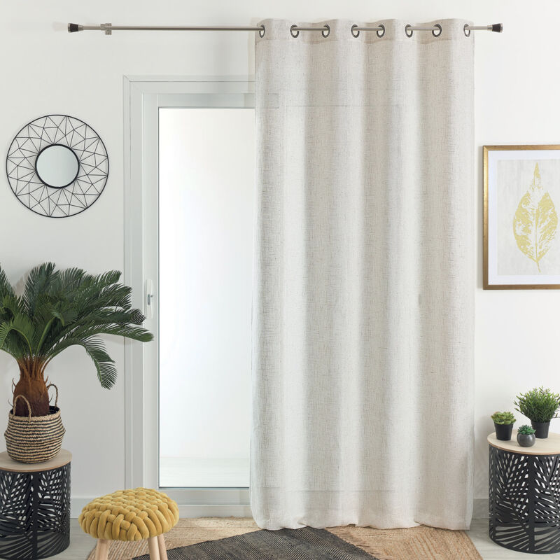 Rideau en poly-lin à oeillet Naturel 140x260 cm