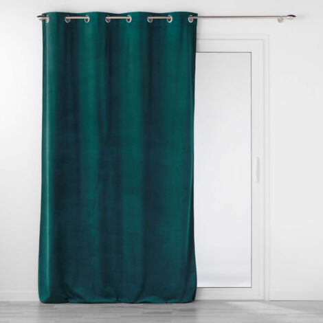 Rideau d'ameublement en velours reliefé Vert emeraude 140x260 cm