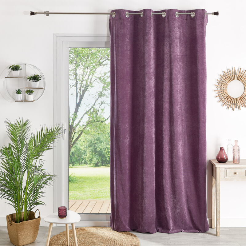 Rideau ameublement en velours uni Violet parme 140x260 cm