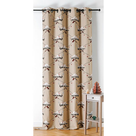 Rideau d'ameublement esprit montagne "Chamonix" - 140x260cm - Beige
