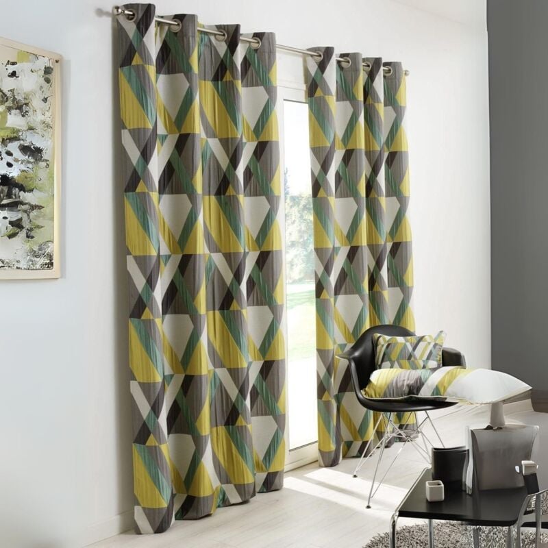 Rideau d'ameublement géométrique Vert 140x260 cm