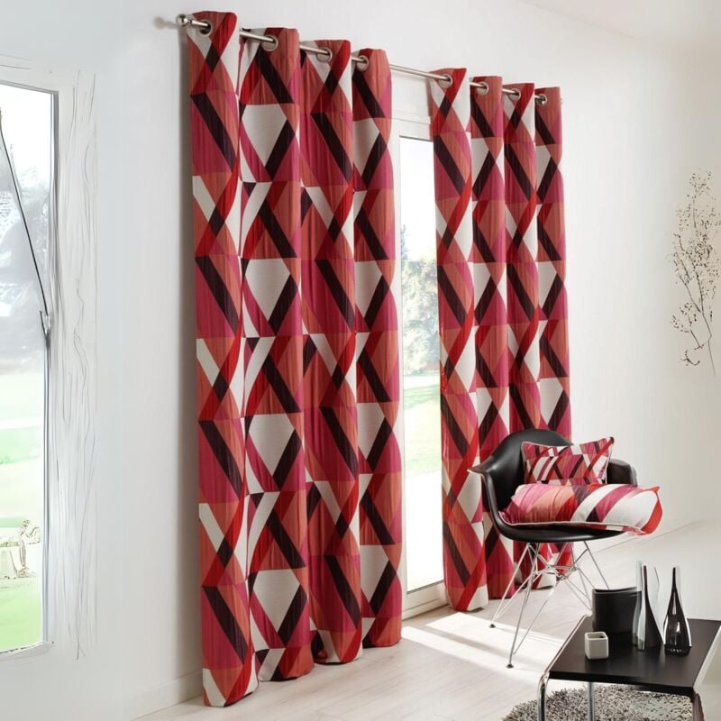 Rideau d'ameublement géométrique Rose Blush 140x260 cm