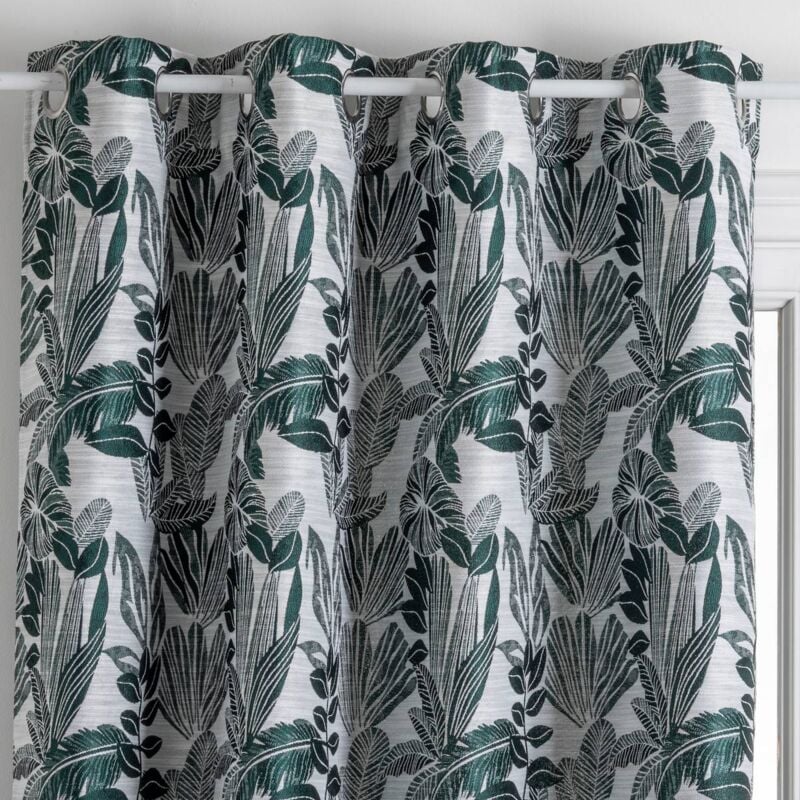 Rideau Bejuco motifs jacquard vert cèdre 140x260cm Atmosphera créateur d'intérieur