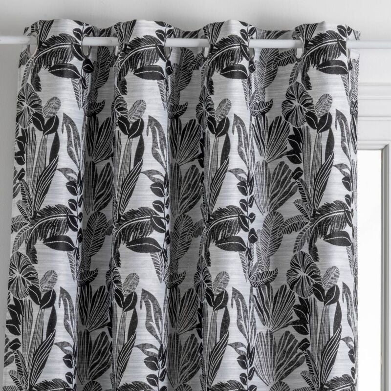 Rideau Bejuco motifs jacquard noir 140x260cm Atmosphera créateur d'intérieur
